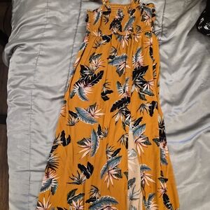 Orange Tropical Floral Maxi Dress